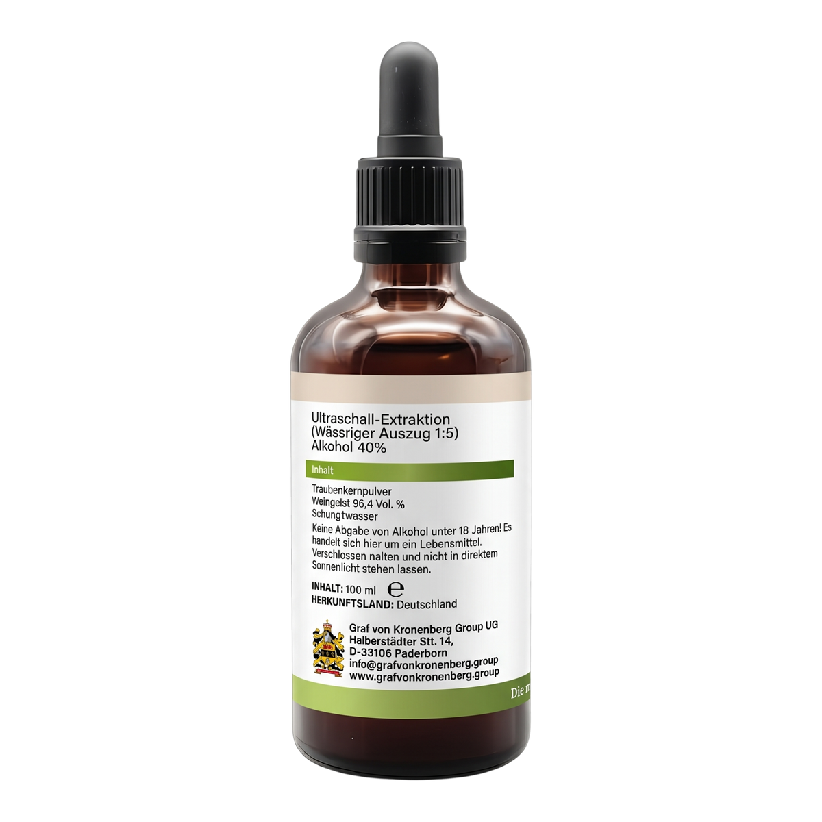 Traubenkern OPC Ultraschall Extrakt mit Schungit-Wasser, 100 ml Braunglasflasche mit Pipette