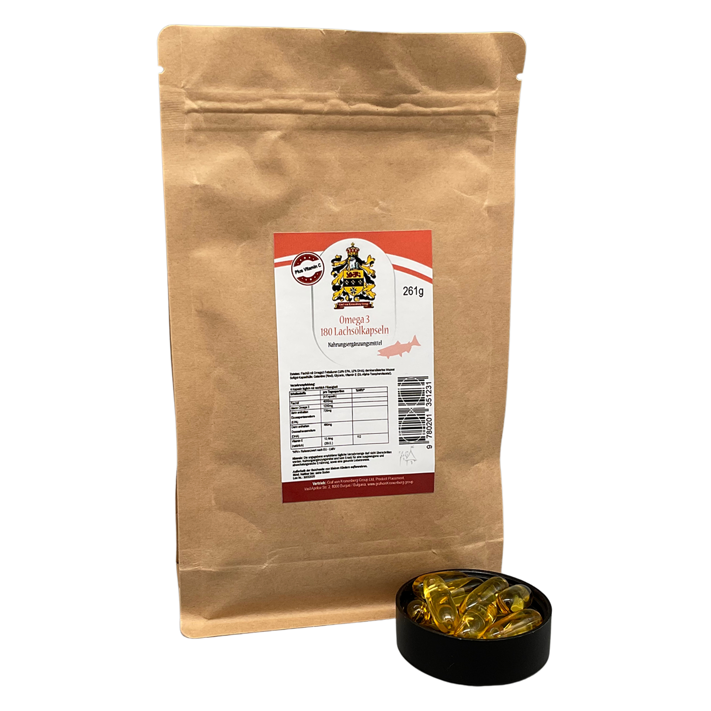 Cápsulas de aceite de salmón Omega 3 con vitamina E