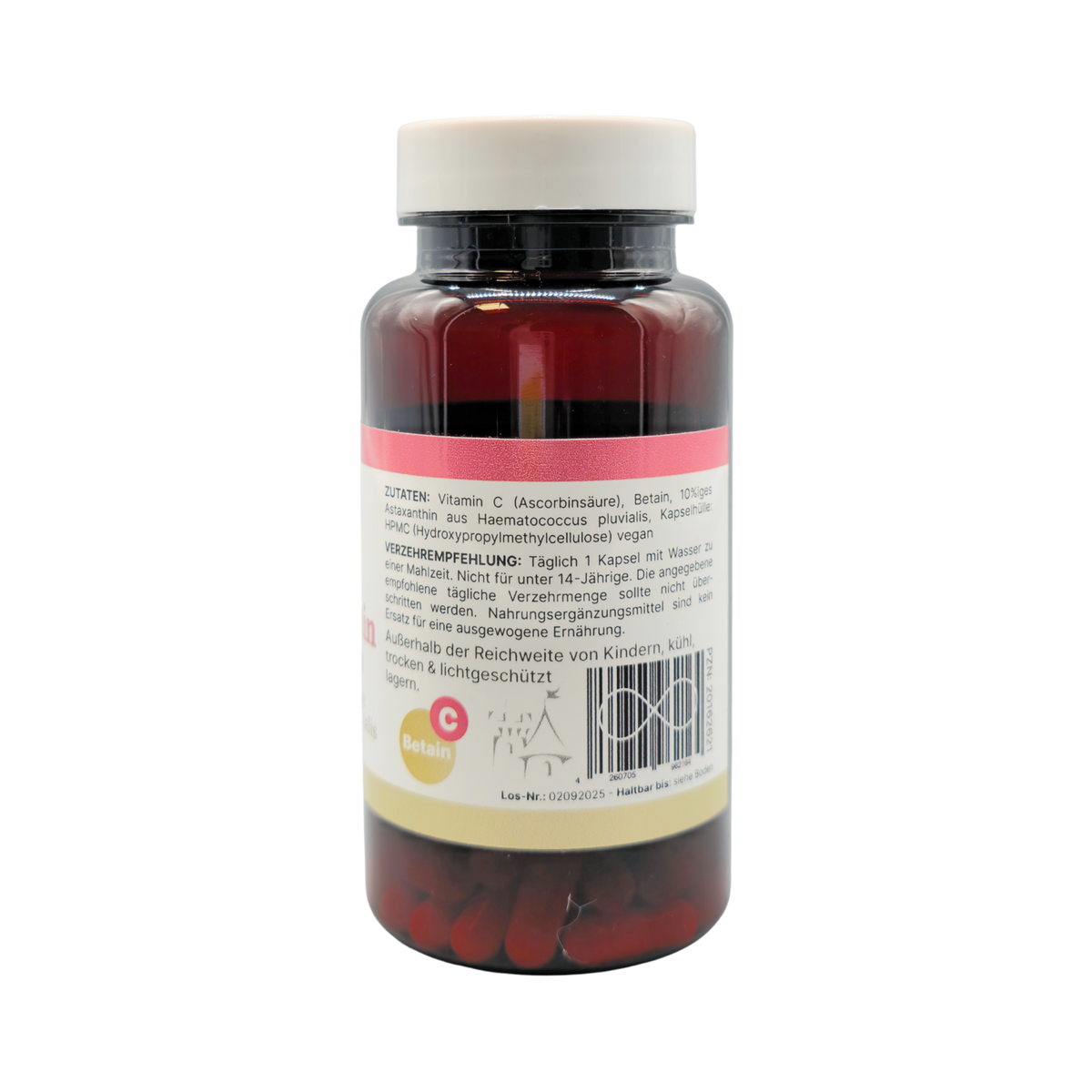 Astaxanthin Premium mit Vitamin C und Betain, 60 Kapseln à 8 mg