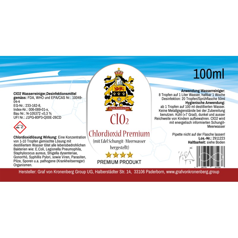 CDL /CDS Lösung 0,3% - Braune Glasflasche, mit Edel Schungitwasser\Apothekenqualität (100ml)