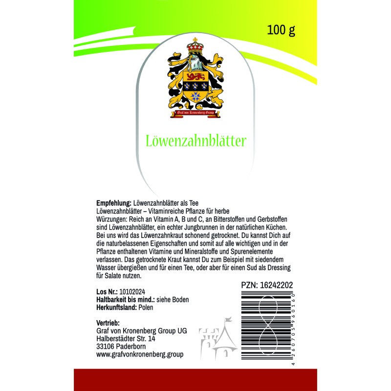 Löwenzahnblätter Label