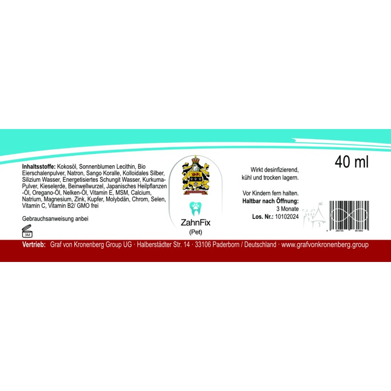 PET ZahnFix Revital Liposomal (40ml) - Label