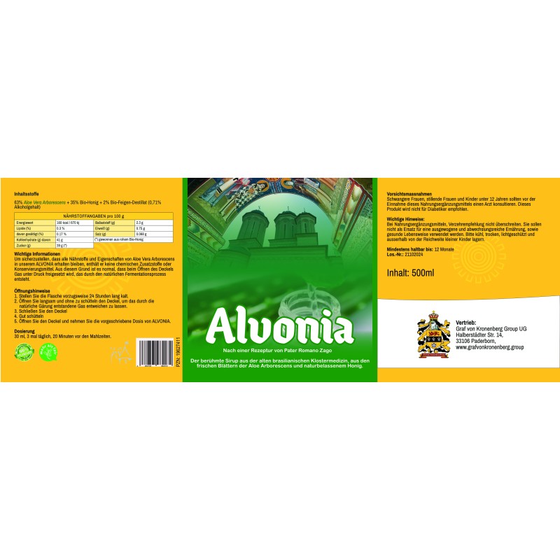 Alvonia® Aloe Aborescens | Nach Pater Romano Zago - Label