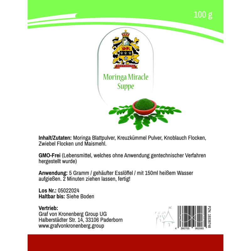 Moringa Miracle Suppe - Label