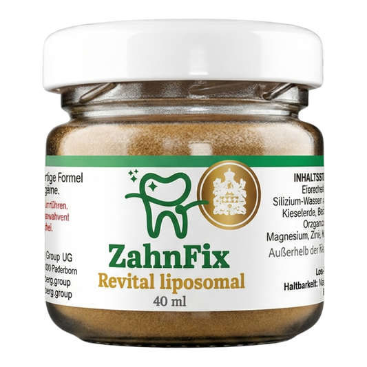 Zahnfix im Glas mit neuem Label