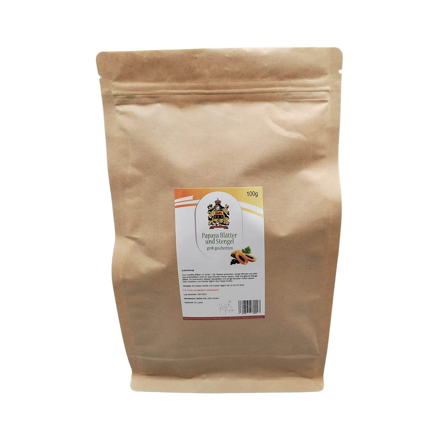 Hojas y tallos de papaya, picados groseramente, 100 g | Superalimento