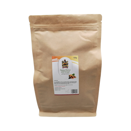 Hojas y tallos de papaya, picados groseramente, 100 g | Superalimento