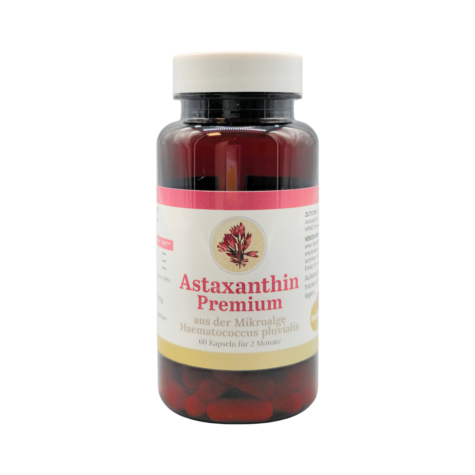 Astaxantina Premium, 60 cápsulas de 8 mg cada una.